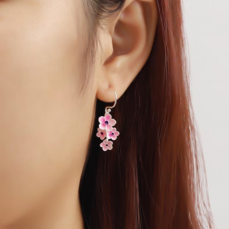 Vintage Copper Flower Hook Earrings, Handmade Dangle Drop Design